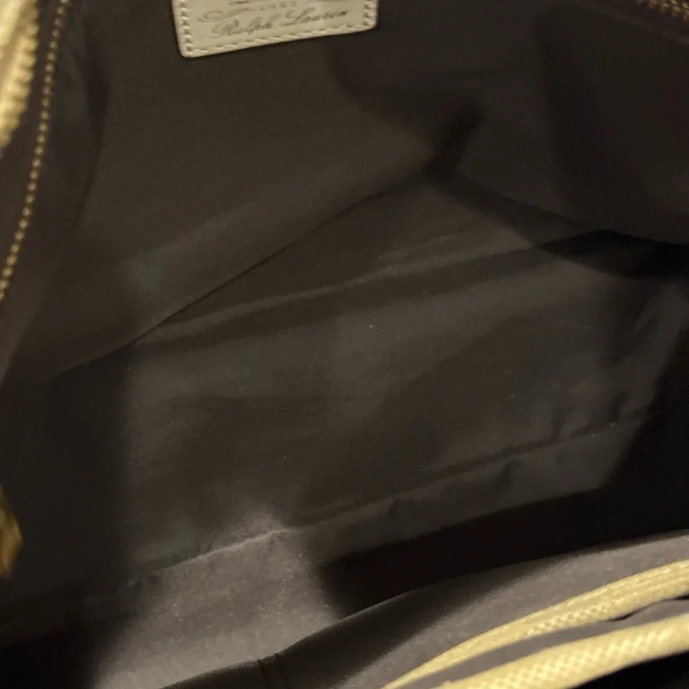 Ralph Lauren Khaki Tote Satchel Handbag Large Vintage - Picture 6 of 10